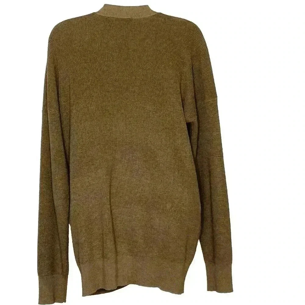Cyrus Cardigan sz S V Neck Drop Shoulder Boyfriend Academia Grandpacore Tan - Picture 2 of 5